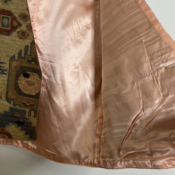 Vintage Tapestry Vest Womens XXL Tan Blue Southwestern Corduroy Waistcoat - Picture 11 of 12